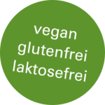 Das Bild zeigt einen Hinweis darauf, dass das Produkt vegan, glutenfrei und laktosefrei ist.