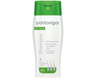 Das Bild zeigt eine Packung Pantovigar® Shampoo.